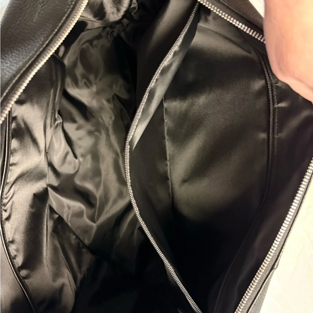 Dassault Aviation Black Weekender Duffel Bag Leather Look Carry-On Travel Tote